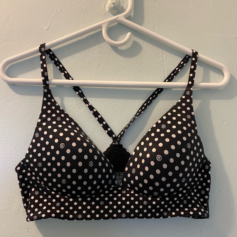 36B Victoria’s  Secret black & white polka dot lightly lined bra by